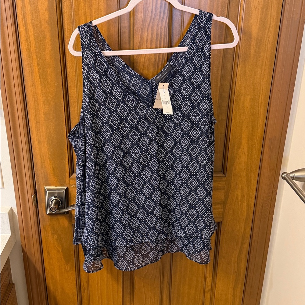 NWT size 22 Lane Bryant Geometric Navy layered swing Tank Top